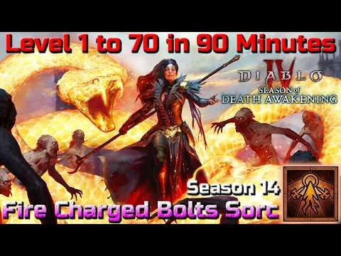 FASTEST LEVELING BUILD FOR SEASON 14 - Fire Charged Bolts Sorcerer - Diablo 4 LoH Death Awakening