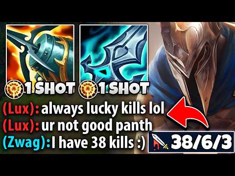I DROPPED 38 KILLS ON THIS TRASH TALKING LUX! (ONE SHOT PANTHEON BUILD)